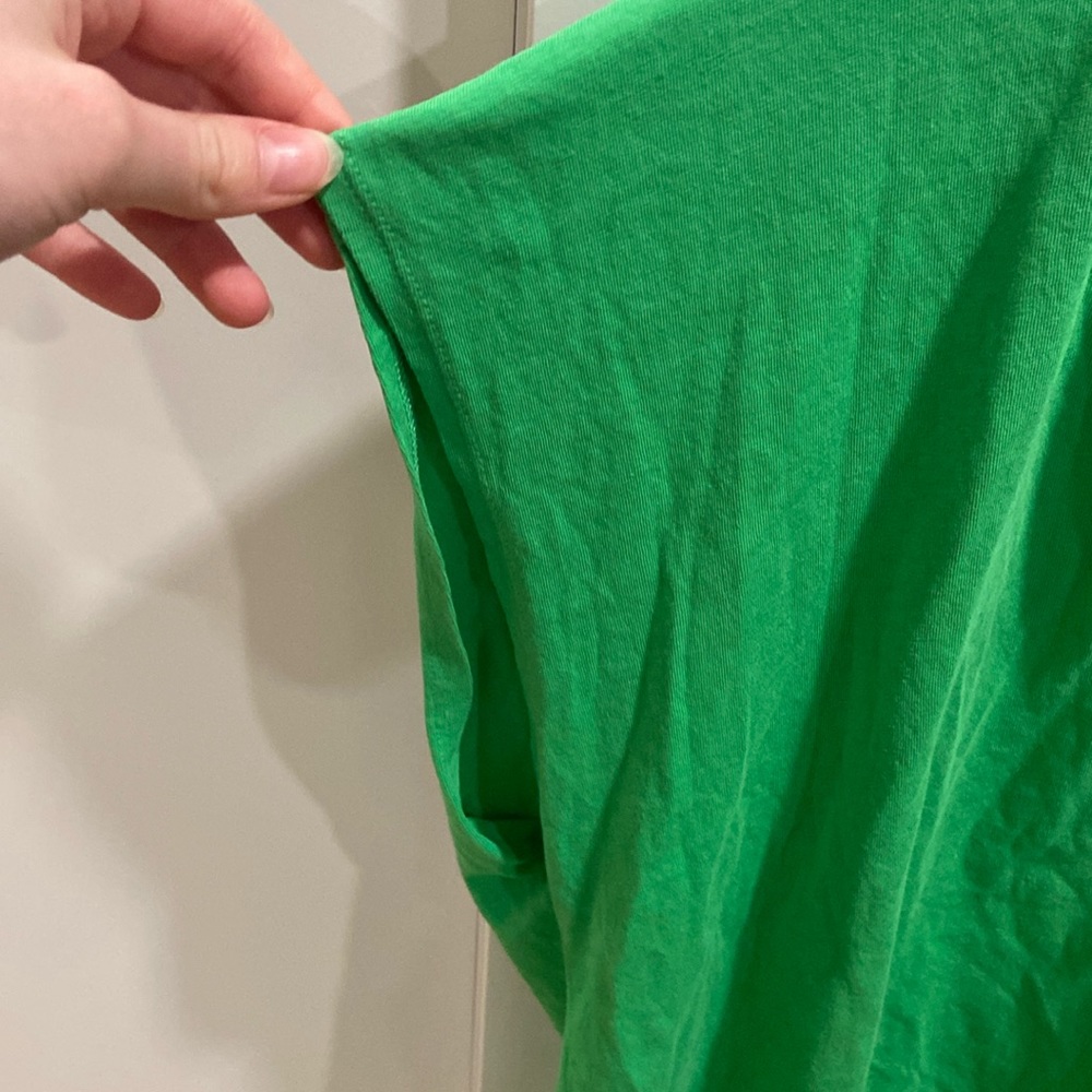 Zara Women’s Green Cropped Cotton V-Neck Short Sleeve Shirt Top - Picture 4 of 8